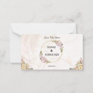 Floral Water colour red and white flowers Wedding Note Card
