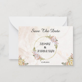 Floral Water colour red and white flowers Wedding Note Card