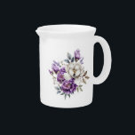 Floral Water Pitcher<br><div class="desc">This lovely water pitcher is shown in white with a lovely floral watercolor print in shades of purple.
Customize this item or buy as is.</div>