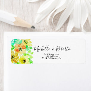 Floral water yellow green label