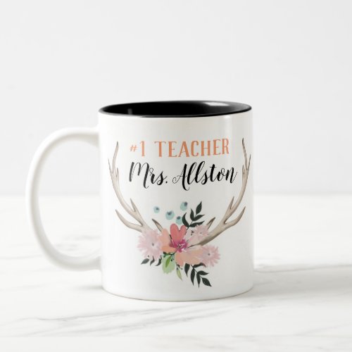 Floral Watercolor 1 Teacher Name Gift Mug