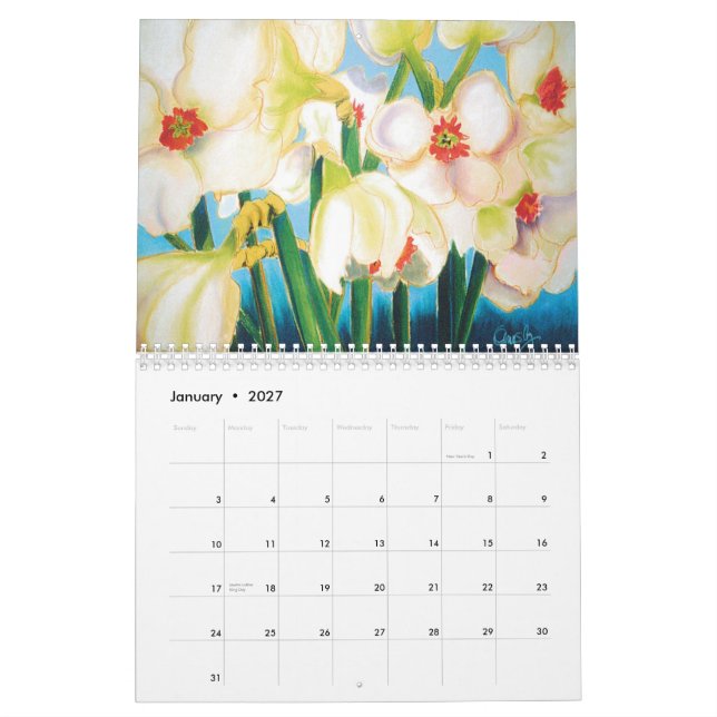Floral Watercolor 2013 calendar (Jan 2027)