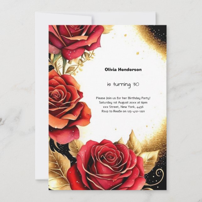 Floral Watercolor 30th Birthday Invitation (Front)
