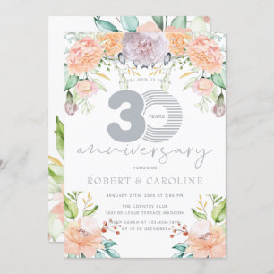 Floral Watercolor 30th Wedding Anniversary Invitation