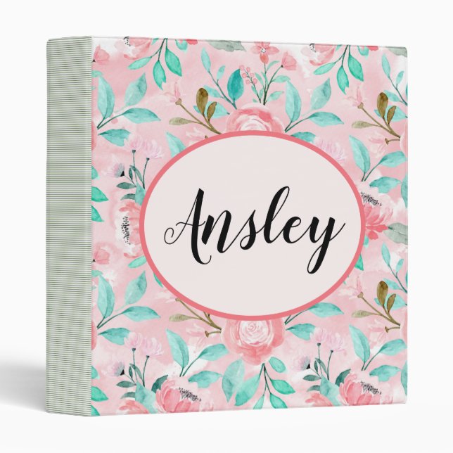 Floral Watercolor  3 Ring Binder (Front/Spine)