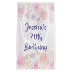 Floral Watercolor 70th Birthday Small Gift Bag