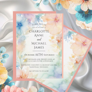 Floral Watercolor Abstract Wedding Invitation