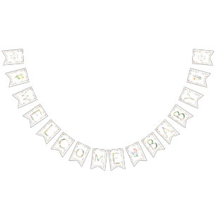 Floral Watercolor Alphabet ABC Baby Shower Bunting Flags