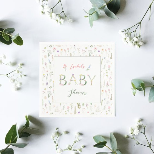Floral Watercolor Alphabet Baby Shower  Napkins (Creator Uploaded)