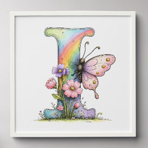 Floral Watercolor Alphabet Letter Art Peel And Stick Photo Tile