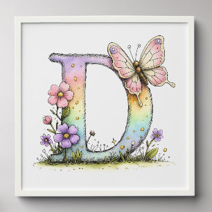Floral Watercolor Alphabet Letter Art  Peel And Stick Photo Tile