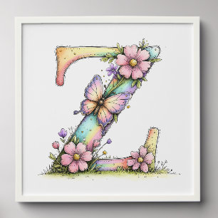 Floral Watercolor Alphabet Letter Art Peel And Stick Photo Tile