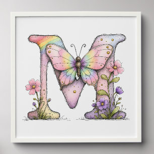 Floral Watercolor Alphabet Letter Art  Peel And Stick Photo Tile