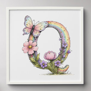 Floral Watercolor Alphabet Letter Art Peel And Stick Photo Tile
