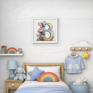 Floral Watercolor Alphabet Letter Art Peel And Stick Photo Tile