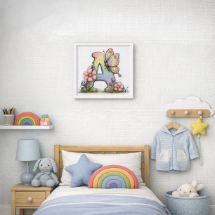 Floral Watercolor Alphabet Letter Art  Peel And Stick Photo Tile