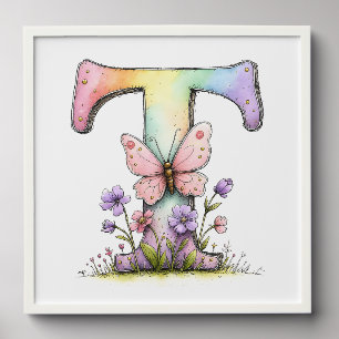 Floral Watercolor Alphabet Letter Art Peel And Stick Photo Tile