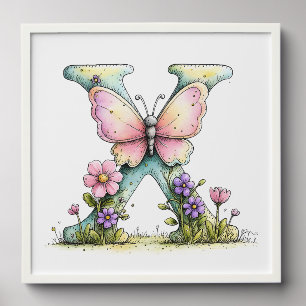 Floral Watercolor Alphabet Letter Art Peel And Stick Photo Tile