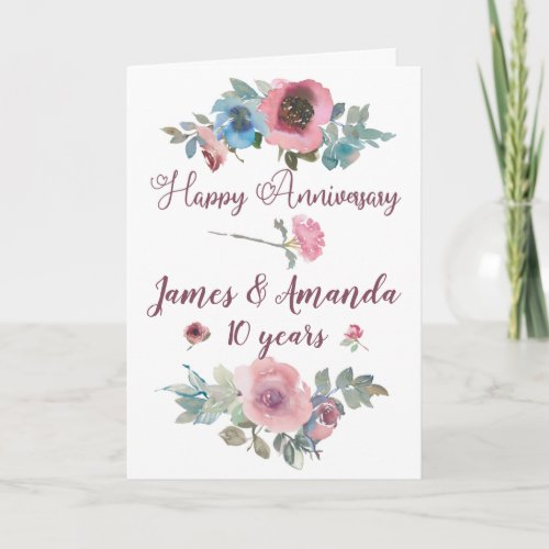 Floral Watercolor Anniversary Card