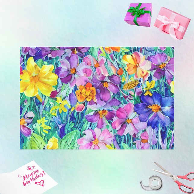 Floral Watercolor Artistic Decoupage Worthy Tissue Paper (Creator Uploaded)