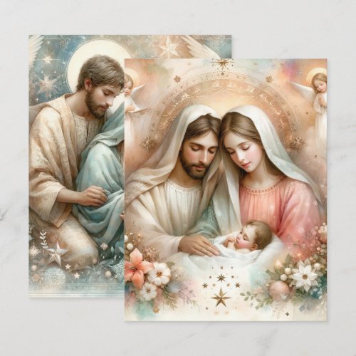 Floral Watercolor Baby Jesus Cardstock Printable Invitation