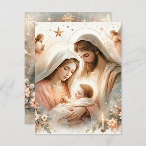 Floral Watercolor Baby Jesus Scrapbook Printable Invitation