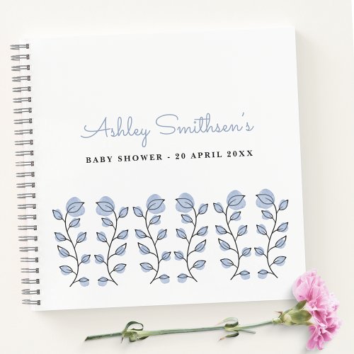Floral Watercolor Baby Shower Blue Guest Book