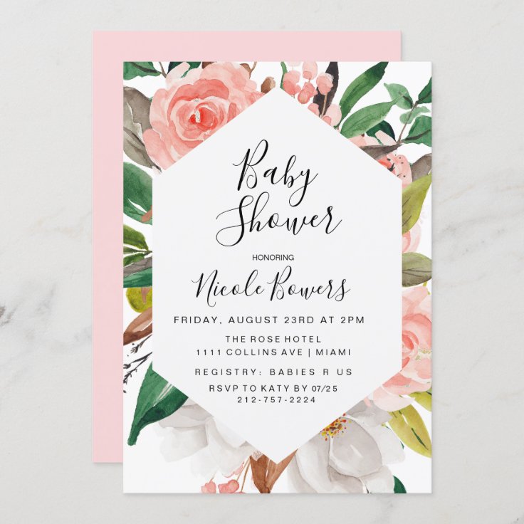 Floral Watercolor Baby Shower Invitation | Zazzle