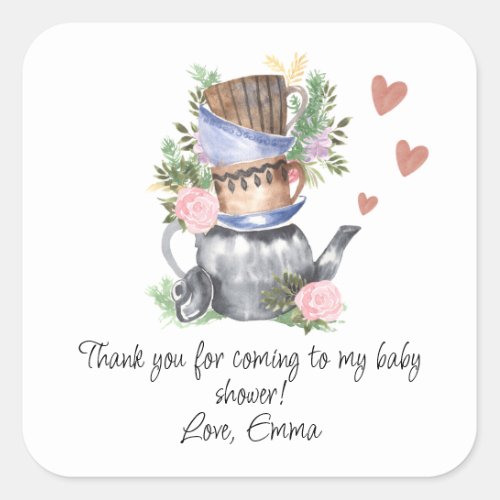 Floral Watercolor Baby Shower Thank You Sticker