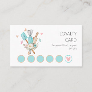 Floral Watercolor Bakery utensils Loyalty Card