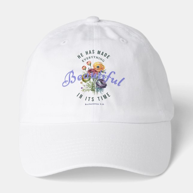 Floral Watercolor Beautiful Scripture Hat (Front)
