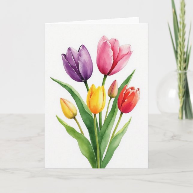 Floral Watercolor Blooms Card (Front)