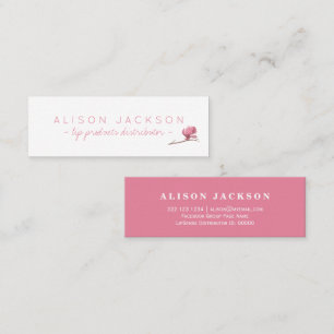 Floral watercolor blush pink lip color distributor mini business card