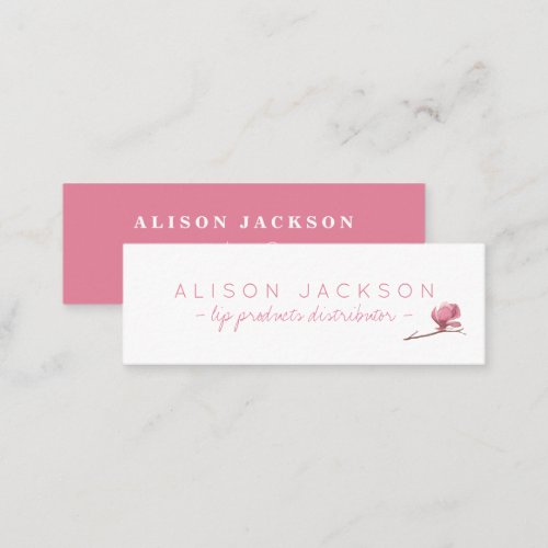 Floral watercolor blush pink lip color distributor mini business card