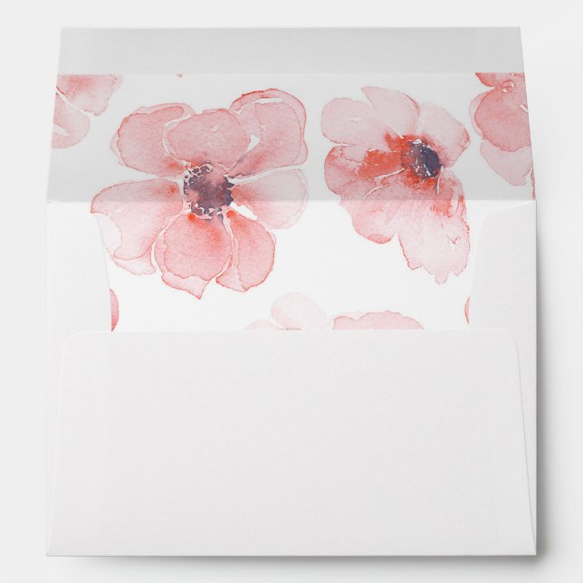 Floral Watercolor Blush Wedding Envelope (Back (Bottom))