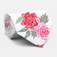 Floral watercolor bohemian rose wedding tie