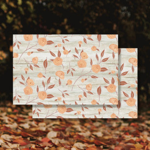 Floral Watercolor Boho Peach Modern Wood Decoupage Tissue Paper