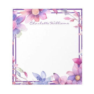 Floral Watercolor Border Personalized Notepad