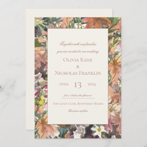 Floral Watercolor Border Wedding Invitation