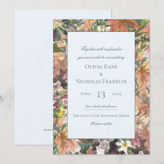 Floral Watercolor Border Wedding Invitation