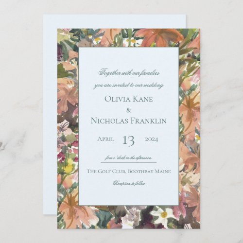 Floral Watercolor Border Wedding Invitation