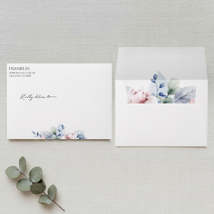 Floral Watercolor Botanical Return Address Envelope
