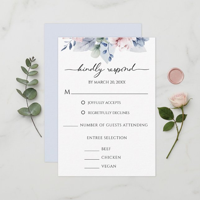 Floral Watercolor Botanical Wedding RSVP Card (Floral Watercolor Botanical Wedding RSVP Card)