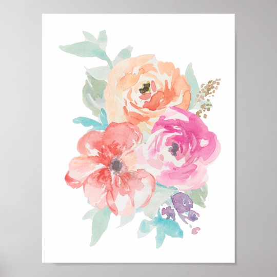 Floral Watercolor Bouquet Poster I | Zazzle.com