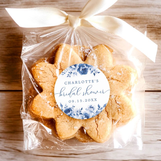 Floral Watercolor Bridal Shower Classic Round Sticker (Creator Uploaded)