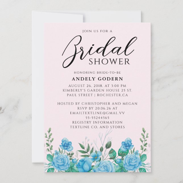 Floral Watercolor Bridal Shower Invitation (Front)