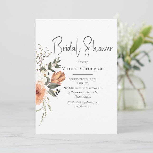 Floral Watercolor Bridal Shower Invitation (Standing Front)