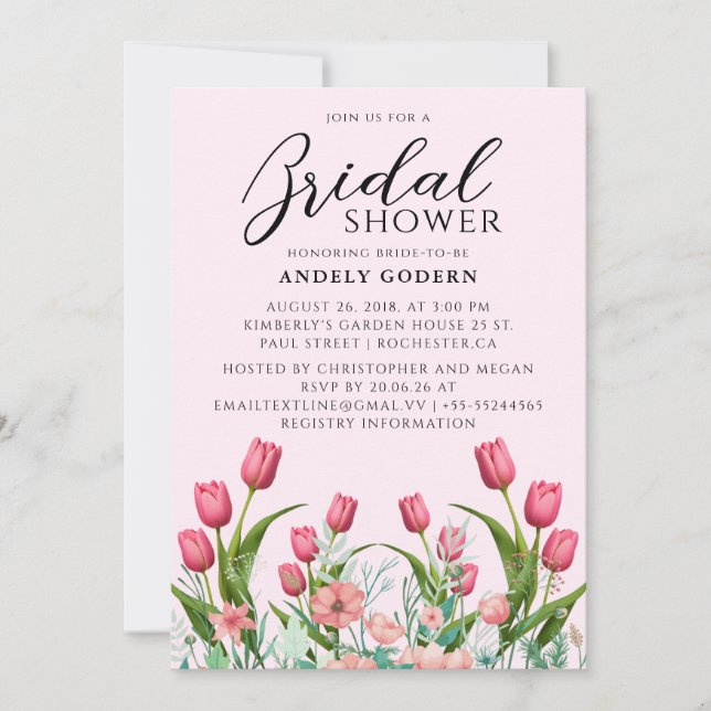 Floral Watercolor Bridal Shower Invitation (Front)
