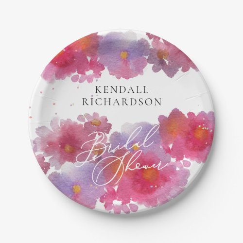  Floral Watercolor Bridal Shower Paper Plates