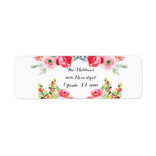 Floral Watercolor Bridal Shower Return Labels